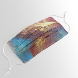 Red, Blue And Gold Modern Abstract Art Painting Face Mask