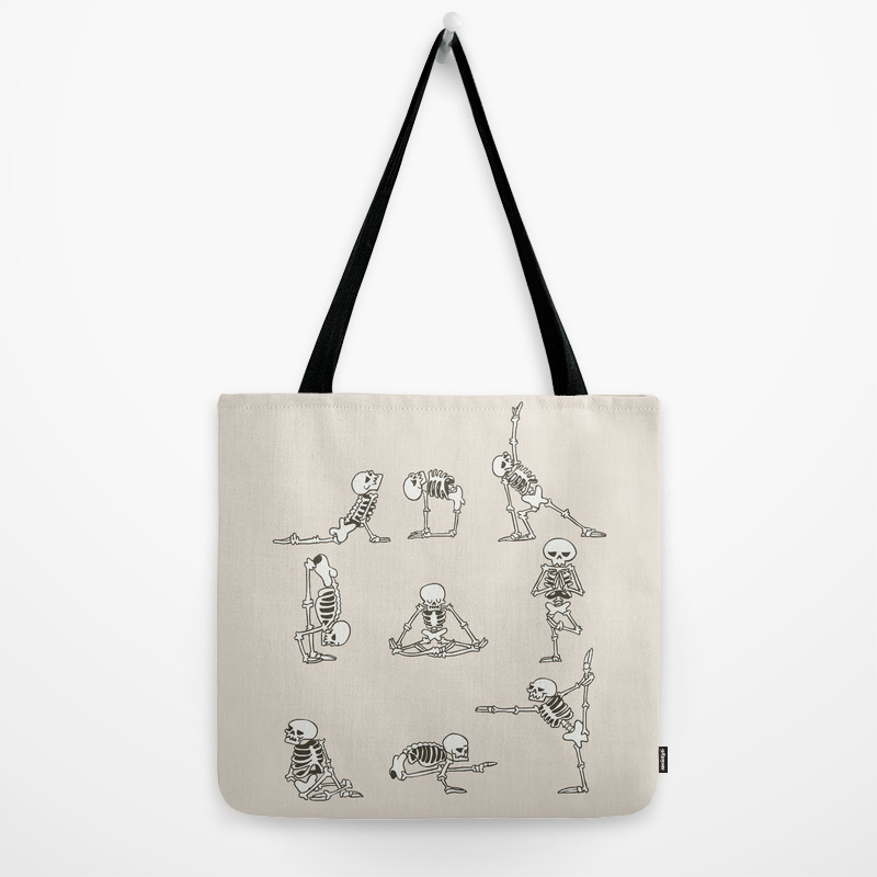 Skeleton Yoga Tote Bag by huebucket 
