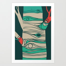 Whimsical birch tree Art Print