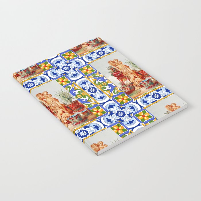 Italian,Sicilian art,majolica,tiles,baroque art Notebook