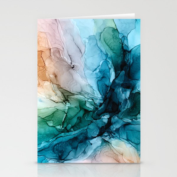 Salty Shores Abstract Painting Stationery Cards