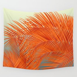 Palm Leaves, Orange Wall Tapestry
