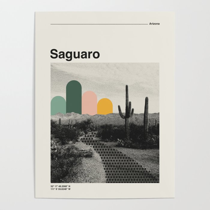 Saguaro National Park Mid Century Modern Travel Poster Poster