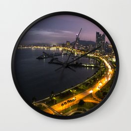 Panama City at Dusk Wall Clock