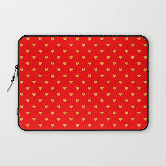 Gold And Red Heart Collection Laptop Sleeve