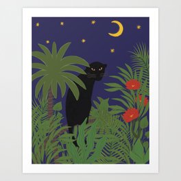 Black Jungle Panther Art Print