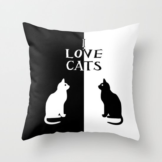 OPPOSITES LOVE: CATS Throw Pillow