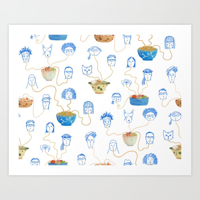 Noodle Eaters Art Print