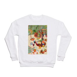 WINE BREAK Crewneck Sweatshirt | Fruit, Dinner, Citrus, Wine, Cheese, Garden, Curated, Drawing, Dolcevita, Matisse 