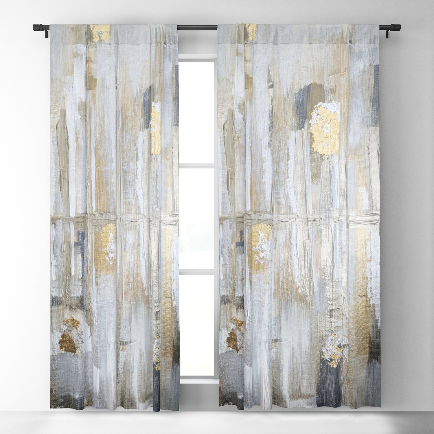 Metallic Abstract Blackout Curtain By, Metallic Grey Curtains