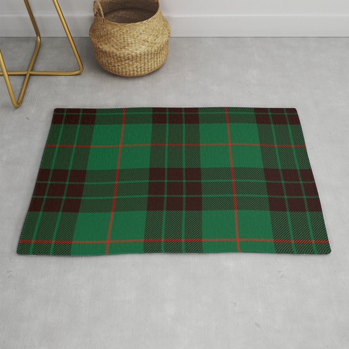 Dark Green Tartan with Black and Red Stripes Rug