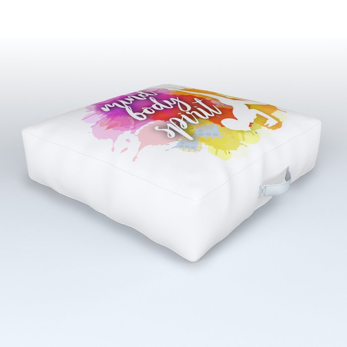 Mind body spirit- Yoga and meditation watercolor quotes in warm scheme	 Outdoor Floor Cushion