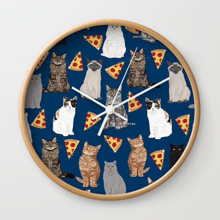 Cats pizza slices food cat lover pet gifts must have cat breeds Wall Clock