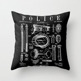 Police Officer Law Enforcement Cop Vintage Patent Print Throw Pillow
