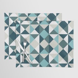Geometrical gingham checked blue Placemat