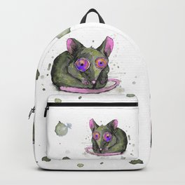 Rat Backpack | Watercolor, Rat, Grunge, Illustration, Cute, Eyes, Pet, Painting, Animal, Mouse 