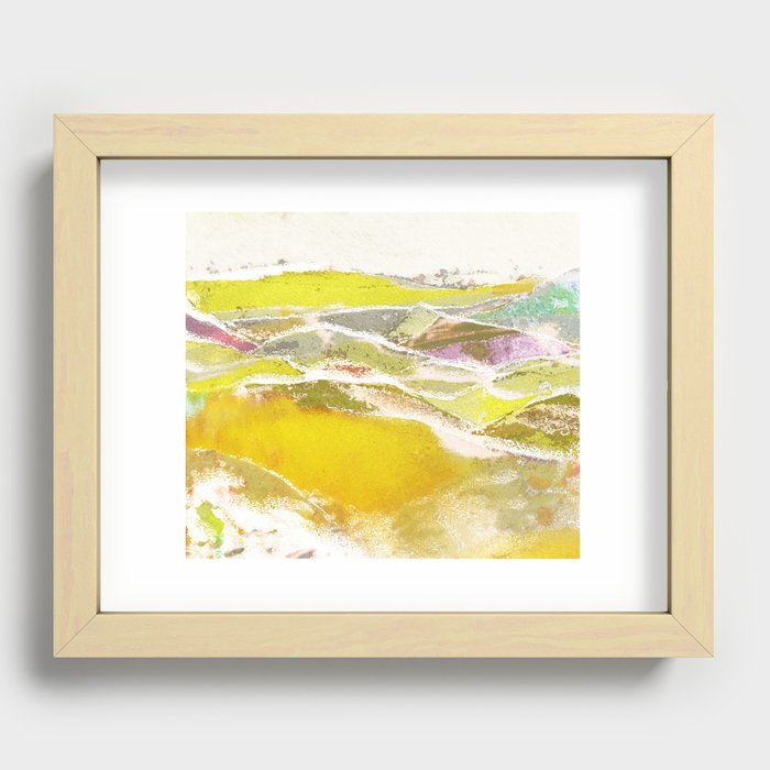Yellow Abstract Mountains Recessed Framed Print