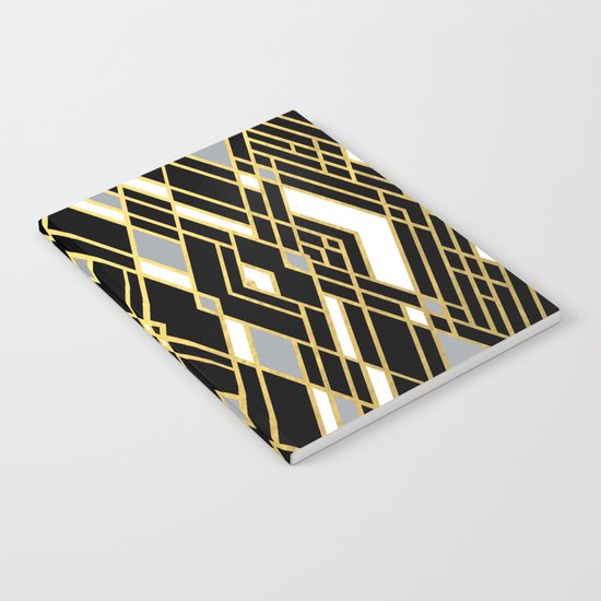 Art Deco Grey Gold Notebook