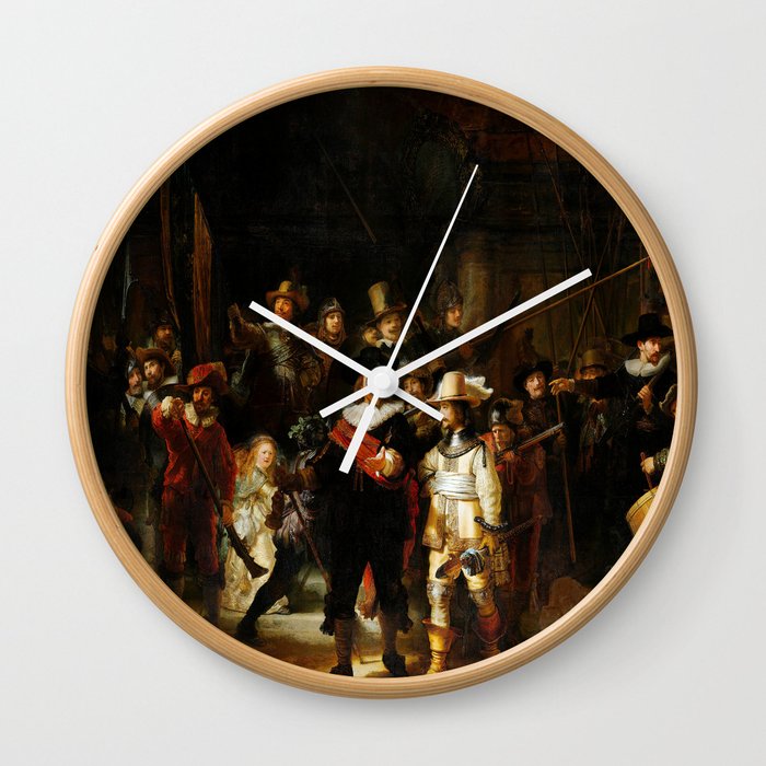 REMBRANDT van Rijn (Dutch, 1606-1669) - NIGHT WATCH [Militia Company of District II under the Command of Captain Frans Banninck Cocq] - Date: 1642 - Style: Baroque, Tenebrism - Media: Oil - Digitally Enhanced Version (1000dpi) - Wall Clock