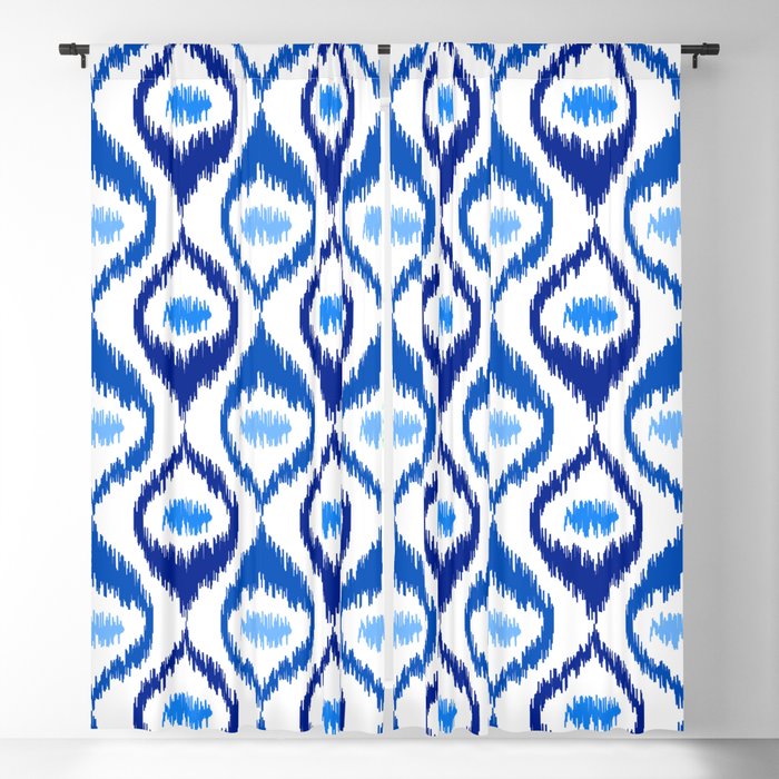 Ikat Pattern Indigo Blue And White 07 Blackout Curtain By