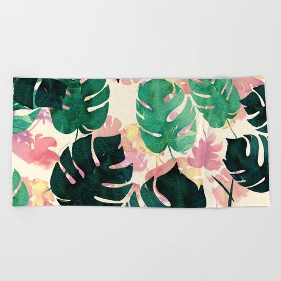 palm leaves Beach Towel