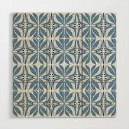 Modern abstract deco motifs pattern – blue Wood Wall Art