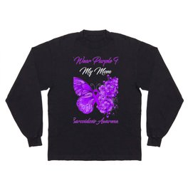 Butterfly I Wear Purple For My Mom Sarcoidosis Awareness T-Shirt. Long Sleeve T-shirt