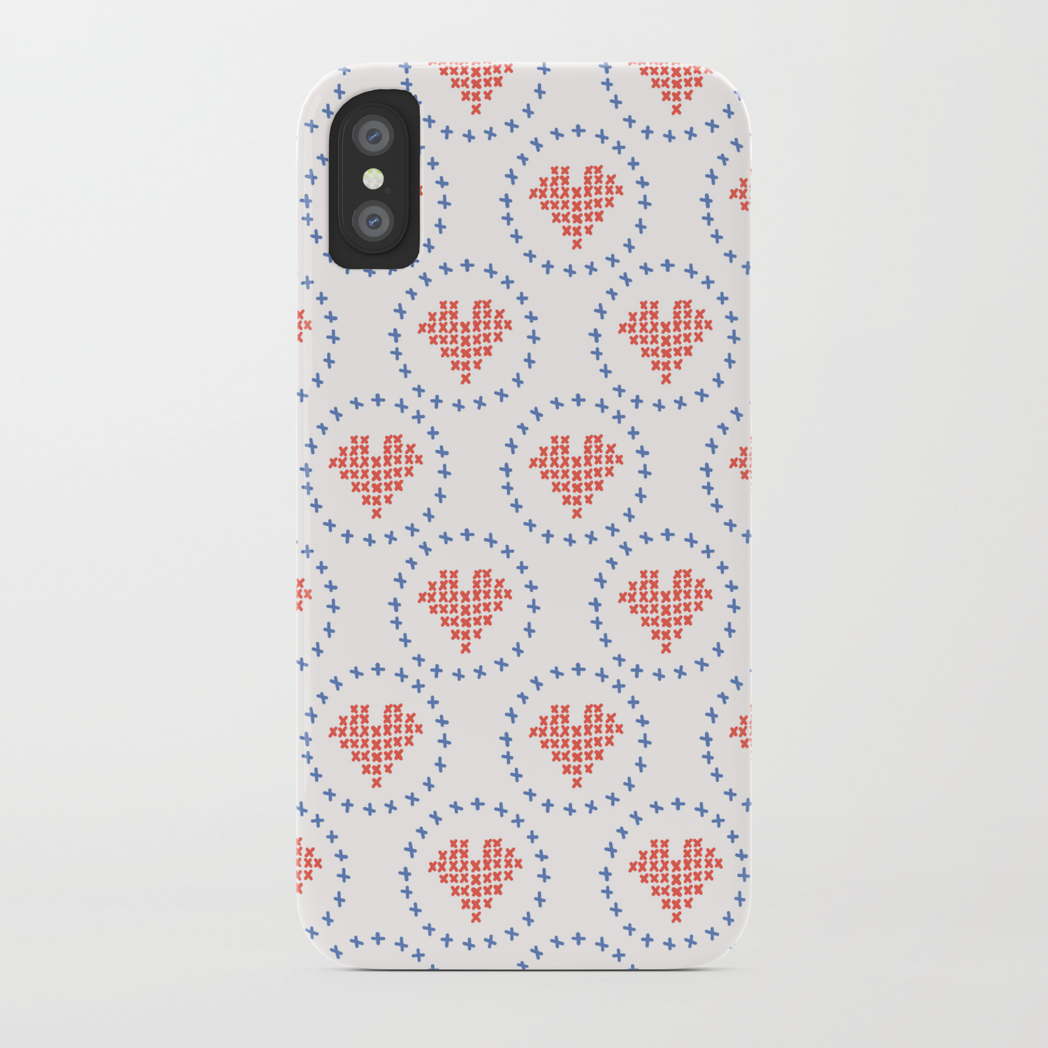 Hand Drawn Embroidery Love Heart Stitches Seamless Vector Pattern Cross Stitch Iphone Case By Limolida Society6