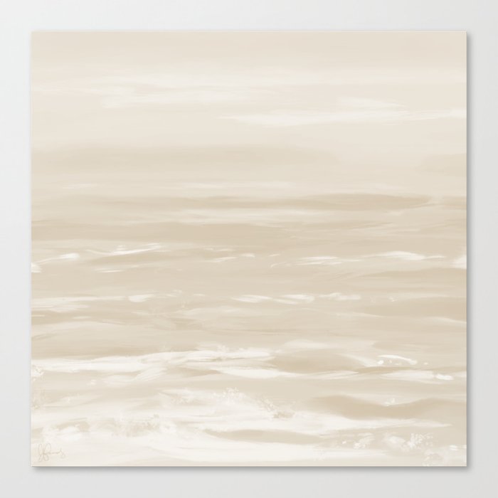 Coastal Waves 14 - Abstract Modern - Beige Cream White Greige Tan Sand Gray Canvas Print