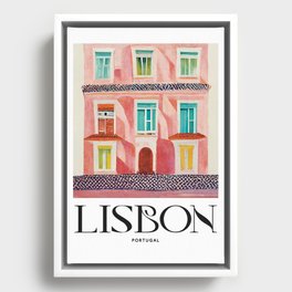 Lisbon Street Architecture Travel Poster Retro Framed Canvas
