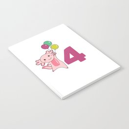 Axolotl Fourth Birthday Balloons For Kids Notebook