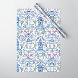 Colorful Coastal Chinoiserie  Wrapping Paper