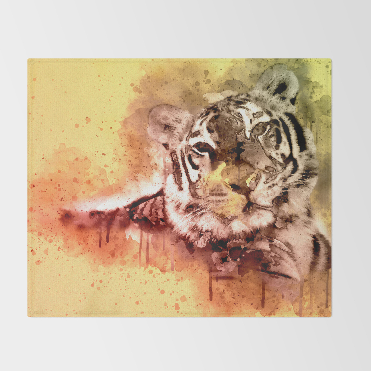 Tiger Watercolor Painted Tiger Art Cool Tiger Splatter Tiger