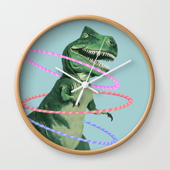 T-Rex the Hula Dancer in Green Wall Clock