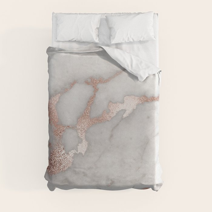 Rose Gold Marble Duvet Cover by UtART Society6