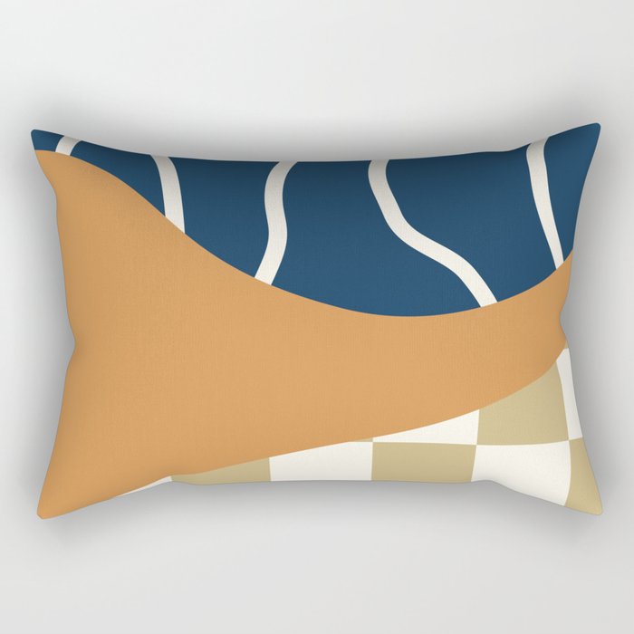 Checked simple line colorblock 8 Rectangular Pillow
