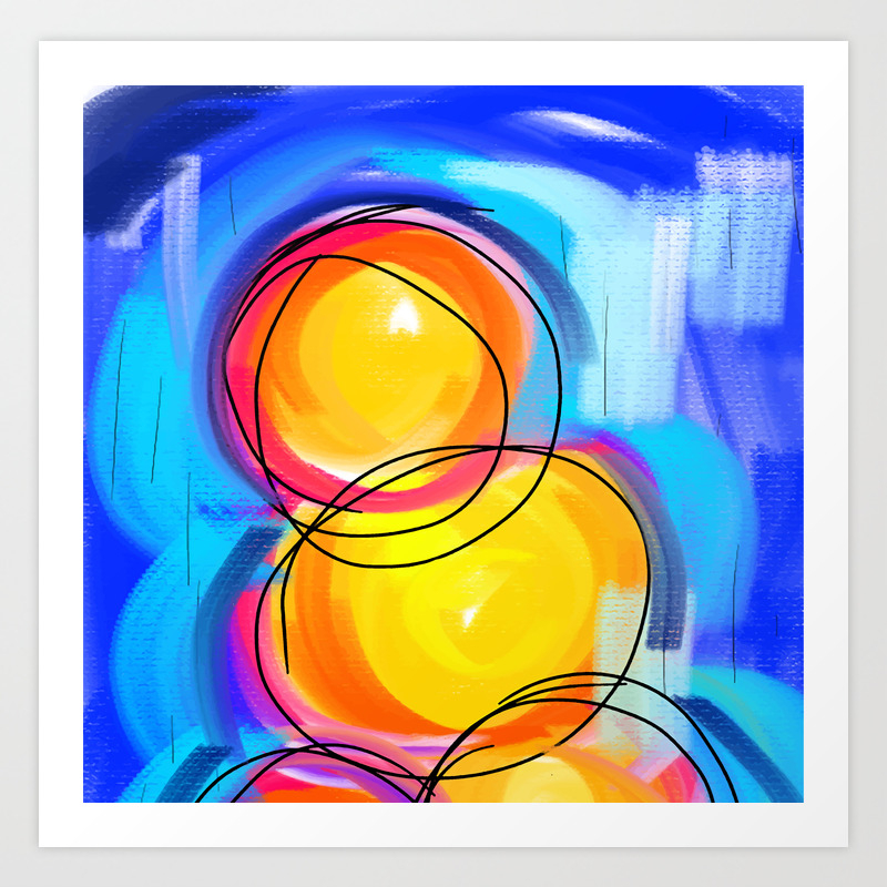 Paint Abstract Circle Blue Yellow Art Print By Carolsalazar Society6