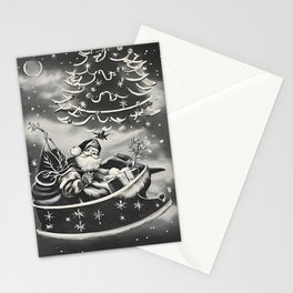 Creepy Christmas, Retro Santa in Space  Stationery Card