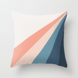 Pink and blue diagonal retro stripes Throw Pillow