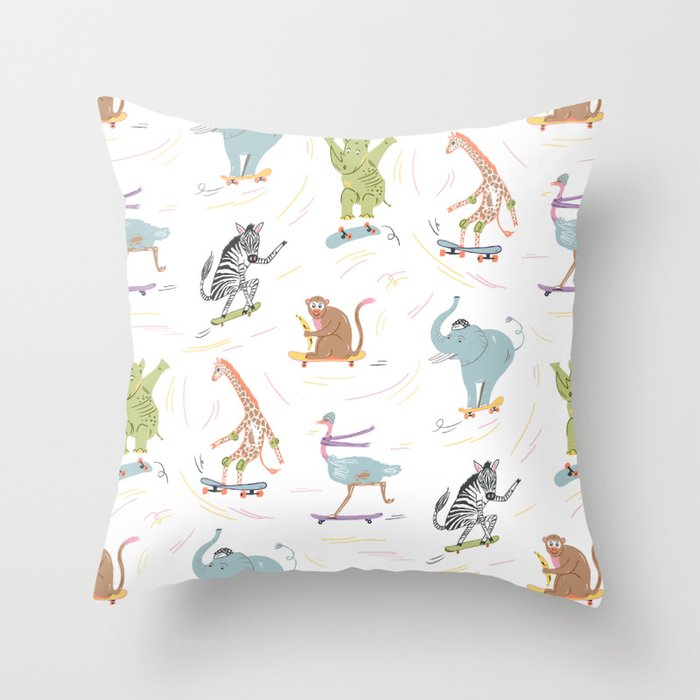 Skater Safari Throw Pillow