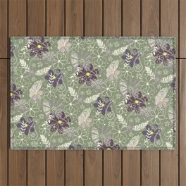 plum purple sage doodle feathers and flowers Outdoor Rug