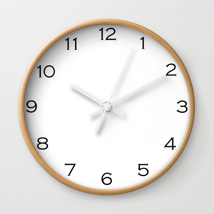 Black Numbers On White Wall Clock Wall Clock