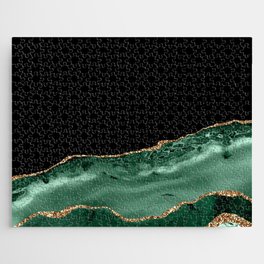 Emerald & Gold Agate Texture 02 Jigsaw Puzzle