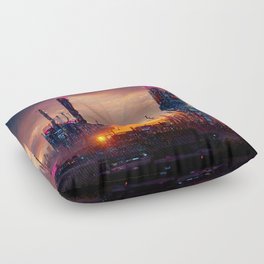 Postcards from the Future - Nameless Metropolis Floor Pillow