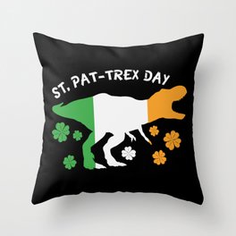 St. Pat-Trex Day Funny Irish Dinosaur Throw Pillow