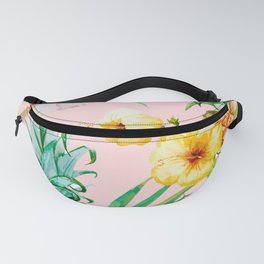 Hawaii | Vintage Tropical Botanical Jungle | Floral Watercolor Blush Pastel Pineapple Palm Painting Fanny Pack