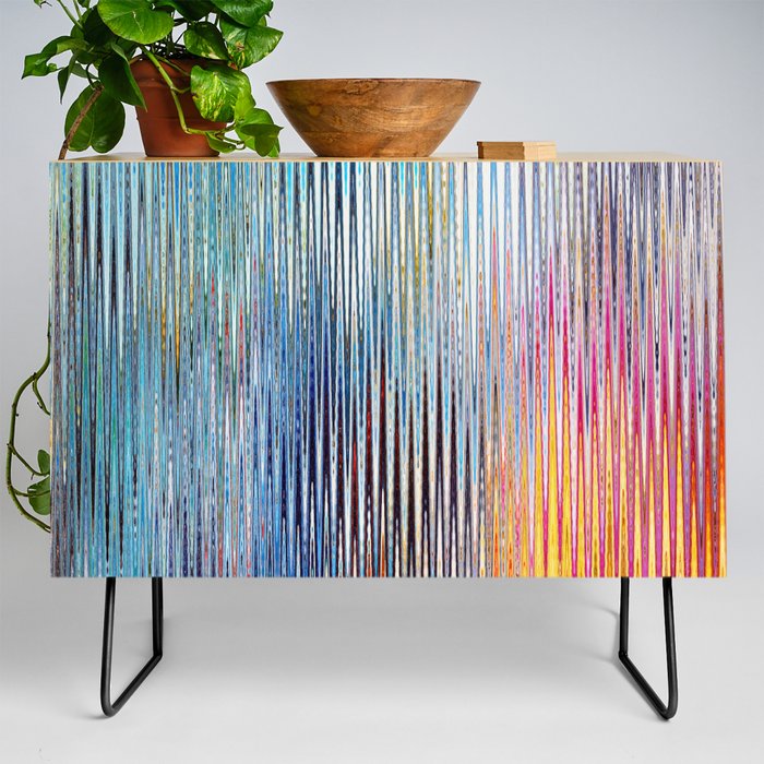 Colorful Fine Line Marble Pattern Credenza