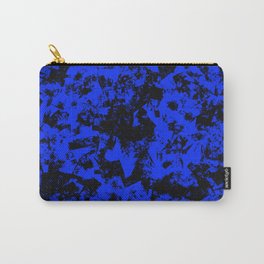 Abstract black paint stains on blue background Carry-All Pouch