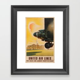 Vintage Travel Poster United Airlines Main Line Framed Art Print