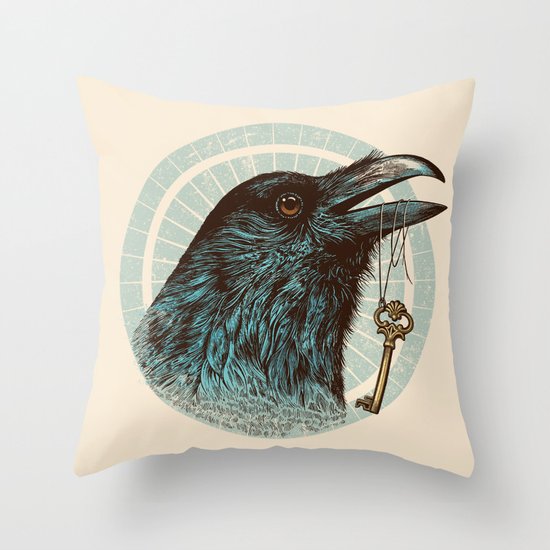 Raven's Head Throw Pillow